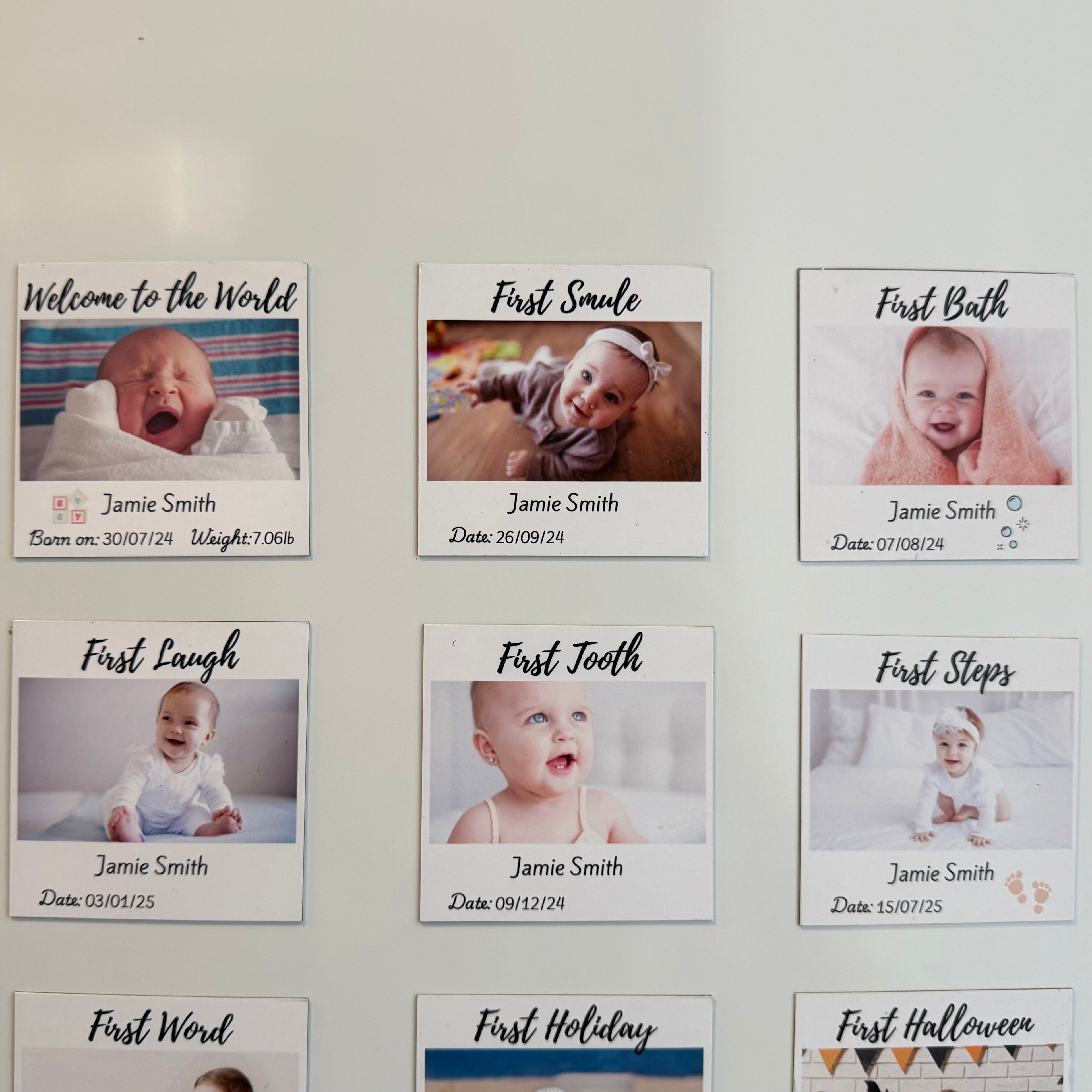 Personalised Baby Milestone Fridge Magnets – First Year Keepsake Photo Gift