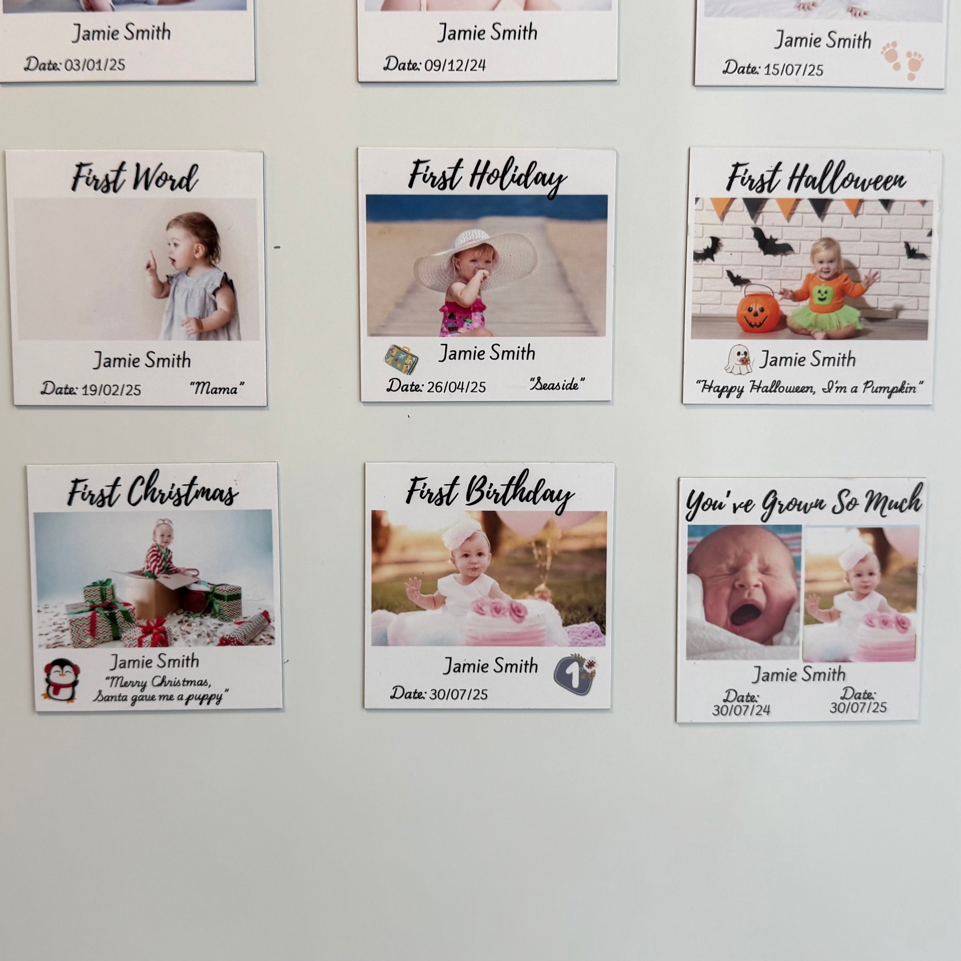 Personalised Baby Milestone Fridge Magnets – First Year Keepsake Photo Gift