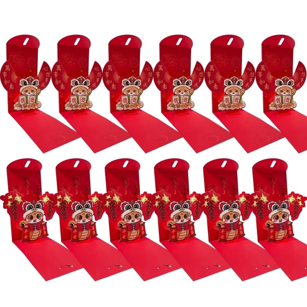KEAGAN 12PCS 3D Chinese Snake Year Red Envelopes, New Year Red Envelopes