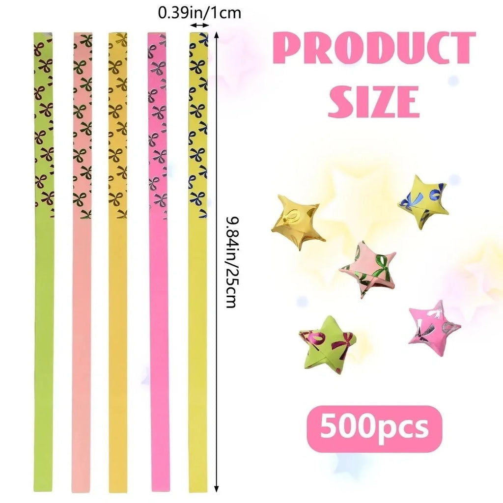 URROMA Star Paper Strips, 500pcs Gilded Fluorescence Origami Lucky Star Paper