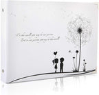 White Scrapbook Photo Album Wedding Guest Book DIY Memories Book with 50 Black Pages