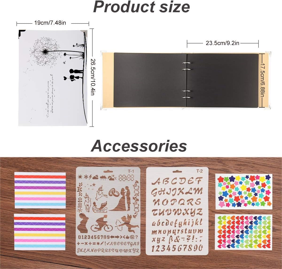 White Scrapbook Photo Album Wedding Guest Book DIY Memories Book with 50 Black Pages