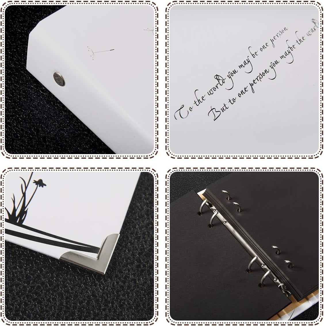 White Scrapbook Photo Album Wedding Guest Book DIY Memories Book with 50 Black Pages