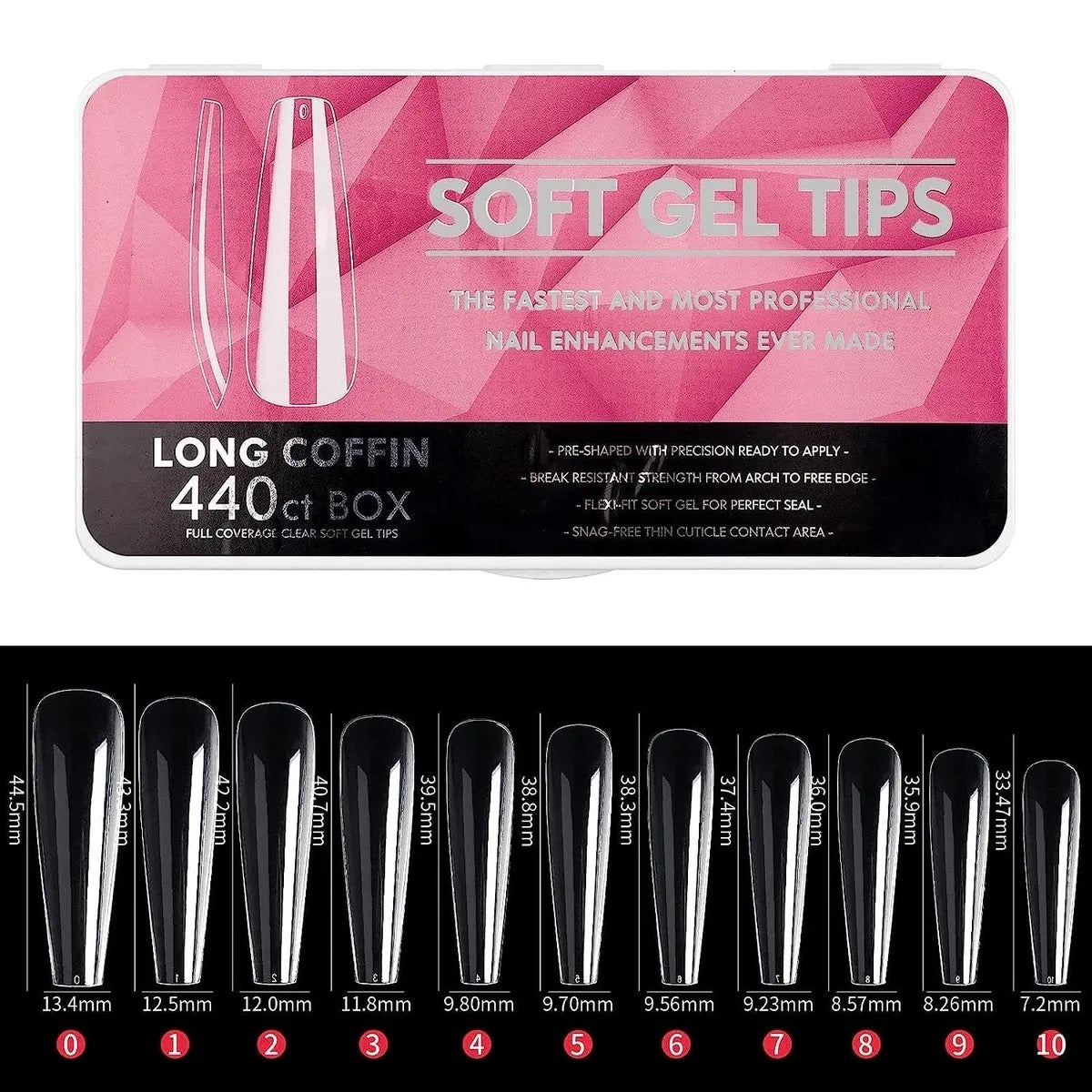 Nail Tips,soft Gel Full Cover Nails, Clear Acrylic Nail Tips 440pcs