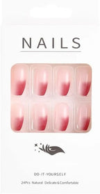 Sethexy Pink Coffin Fake Nails Ballerina False Nails Gradient Glossy 24pcs