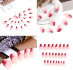 Sethexy Pink Coffin Fake Nails Ballerina False Nails Gradient Glossy 24pcs