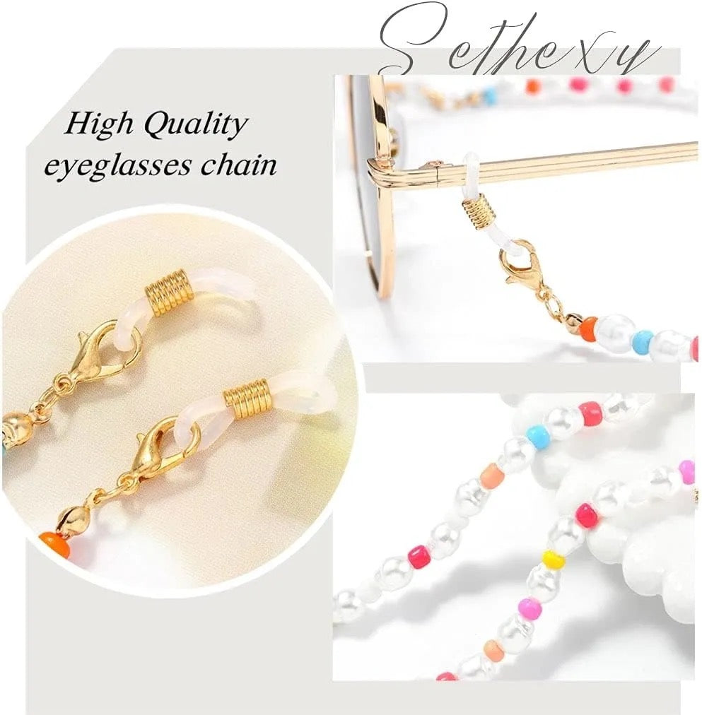 Sethexy Fashion Sunglasses Chain 2 Pack Pearls