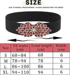 Bohend Crystal Flower Elastic Belt Wide Stretchy Belt Rhinestone Cinch Belts (S)