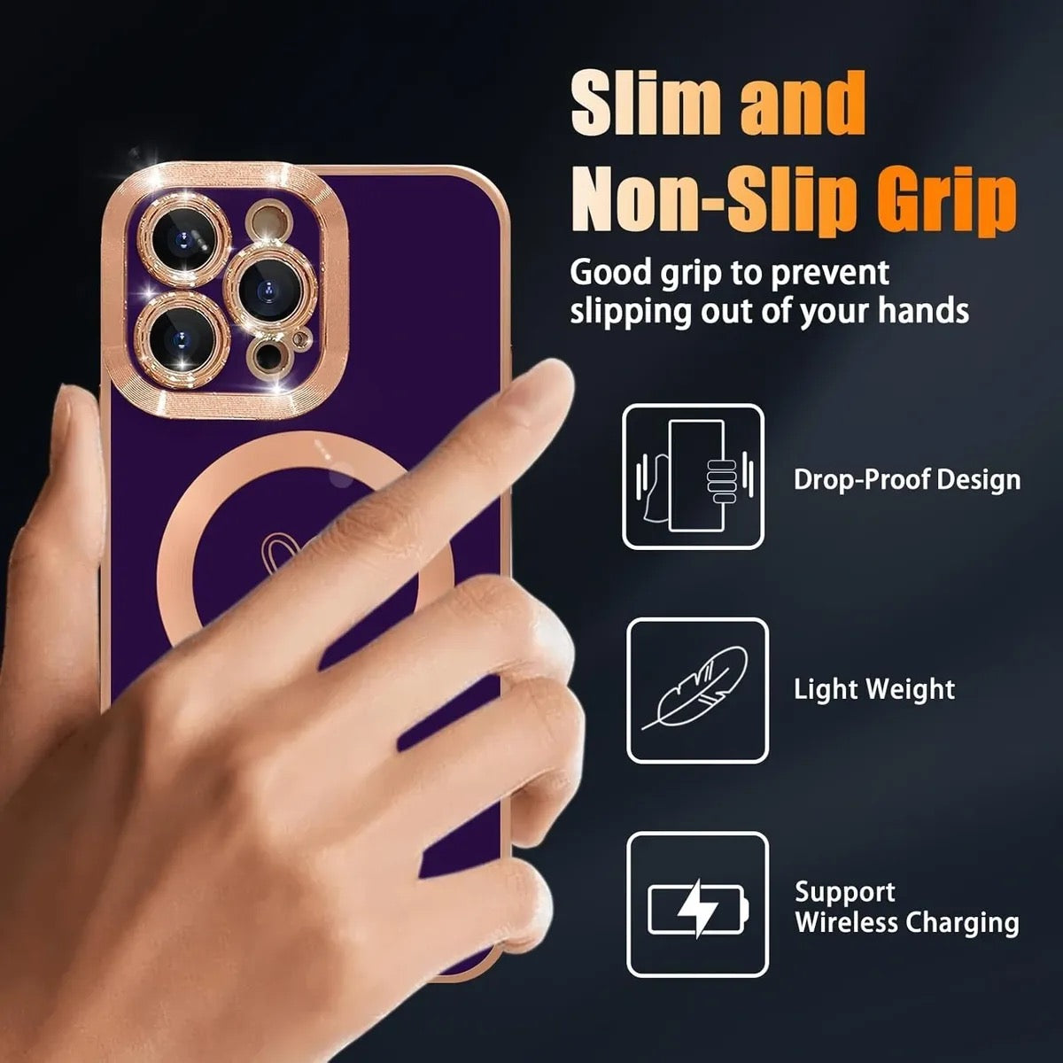 ECZOIL Magnetic Case for iPhone 15 Pro - Deep Purple