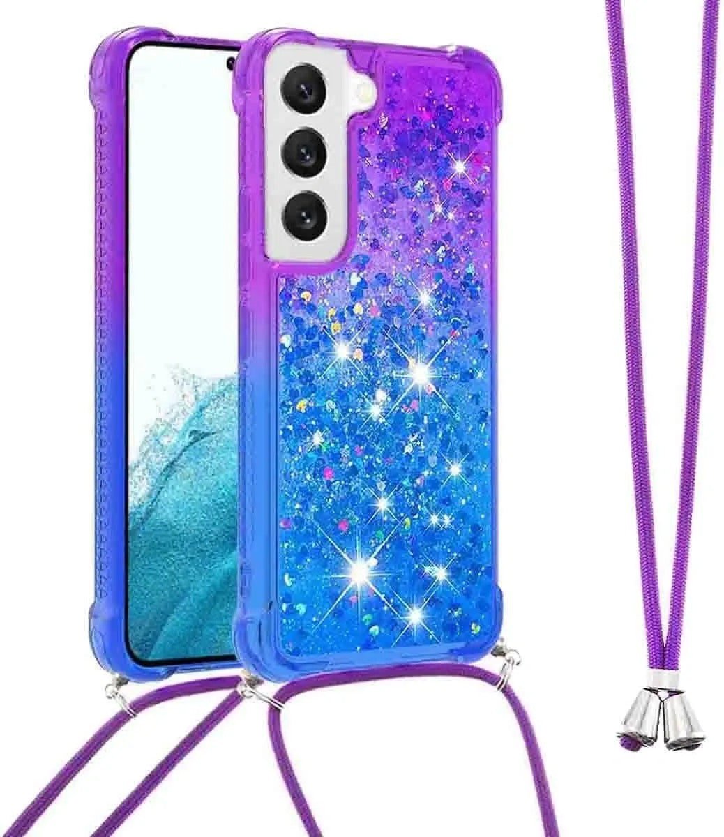 Ysnzaq Lanyard Phone Case for Samsung Galaxy S23 Purple Blue