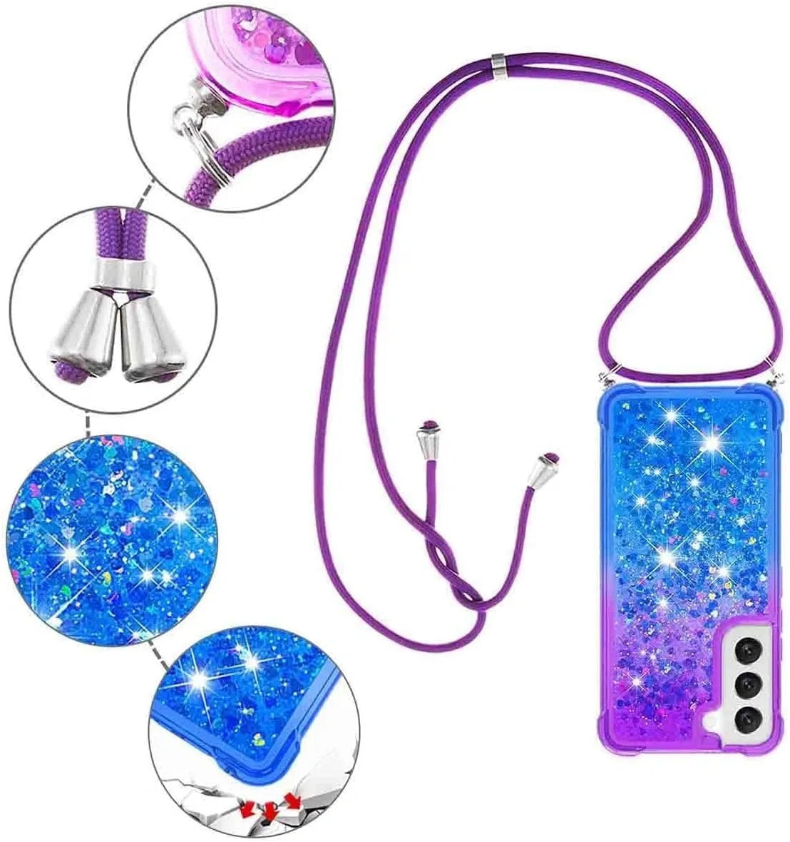 Ysnzaq Lanyard Phone Case for Samsung Galaxy S23 Purple Blue