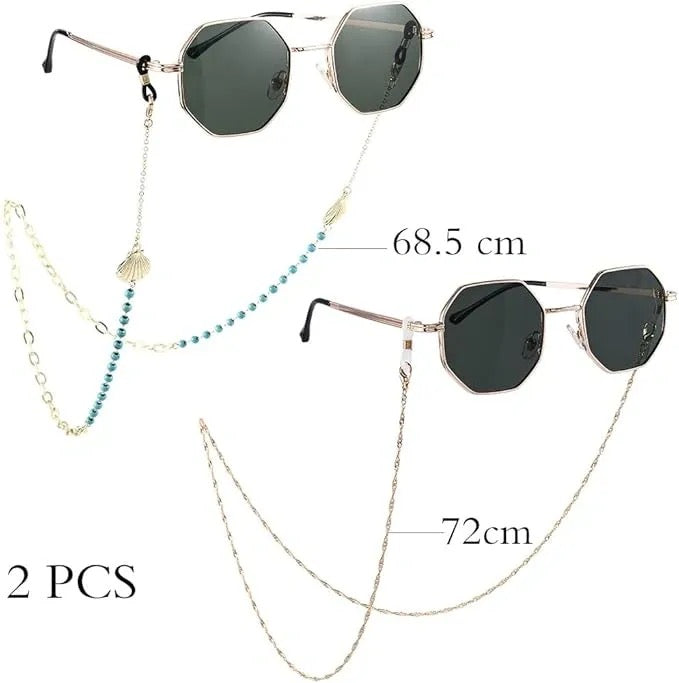 Bohend Boho Shell Glasses Chains 2 Pcs Gold Sunglasses Chain
