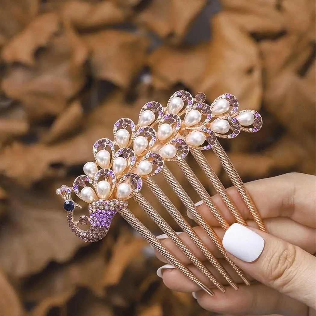 Bohend Rhinestone Hair Comb Pearl Crystal Hairpieces