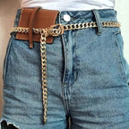 Gold Metallic Adjustable Body Chain Simple Jeans Night Clubs Party Accessories