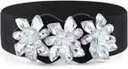 Bohend Crystal Flower Elastic Belt Black Wide Stretchy Belt