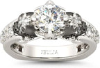 Jeulia 2 Carat Round Cut Diamond Skull Rings for Women Two Tone (V)