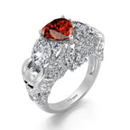 Jeulia"Permanent Reminder" Skull Design Three Stone Set Sterling Silver Ring