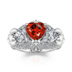 Jeulia"Permanent Reminder" Skull Design Three Stone Set Sterling Silver Ring