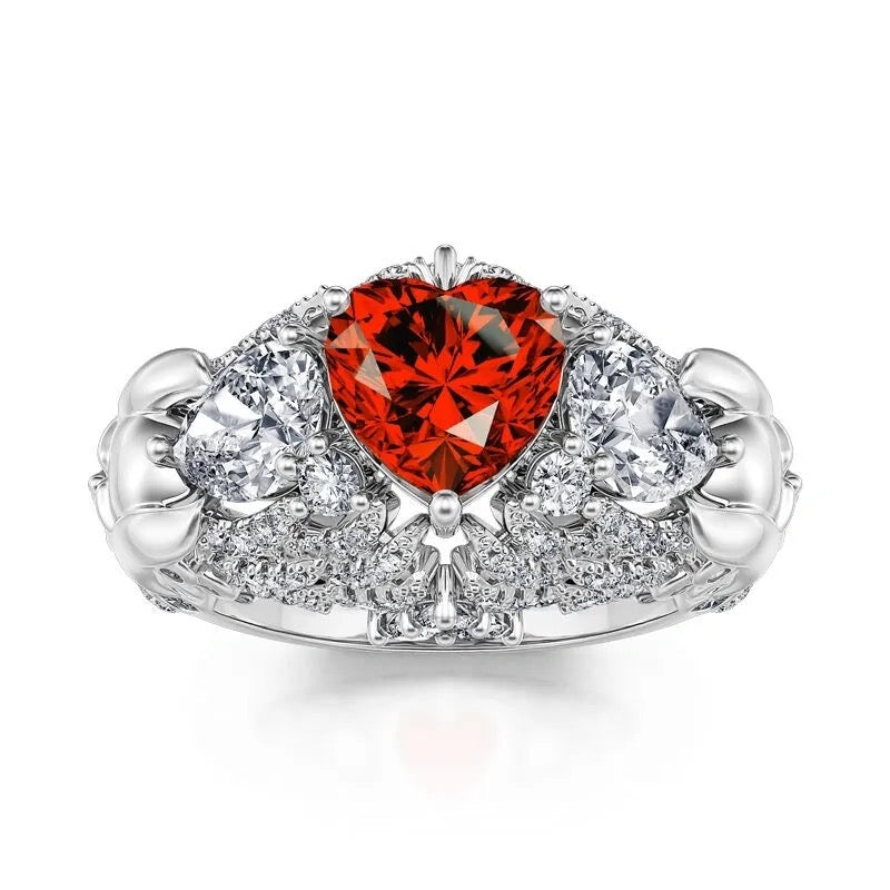 Jeulia"Permanent Reminder" Skull Design Three Stone Set Sterling Silver Ring