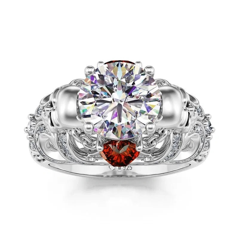 Jeulia "Chain to Love" Skull Design Sterling Silver Ring