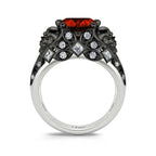 Jeulia "Beating Heart" Skull Design Heart Cut Sterling Silver Ring