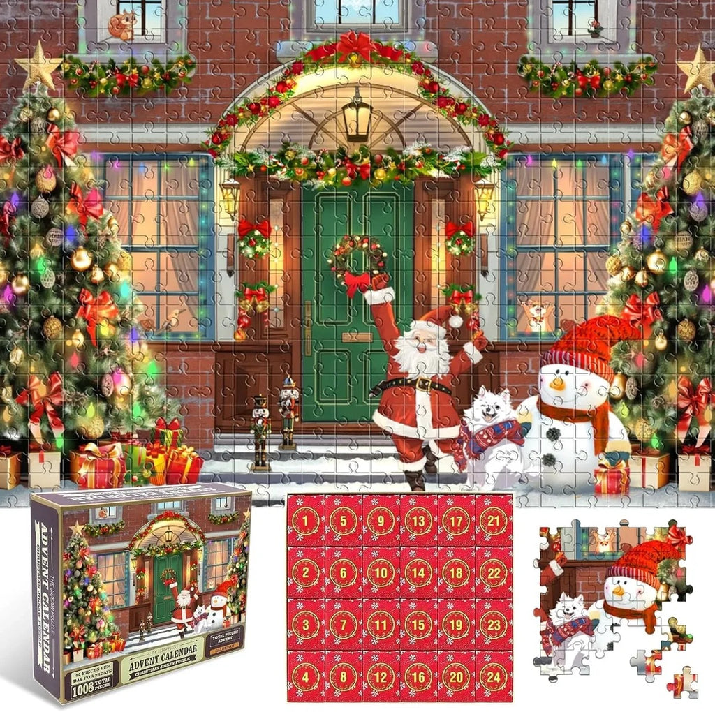 Advent Calendar Christmas Jigsaw Puzzle - Christmas Facade,24 Parts 1008 Pcs