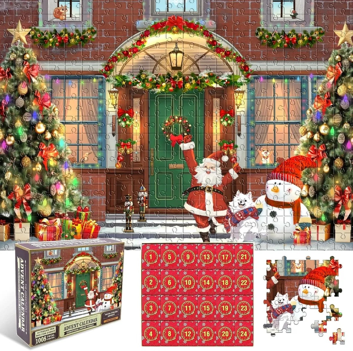 Advent Calendar Christmas Jigsaw Puzzle - Christmas Facade,24 Parts 1008 Pcs
