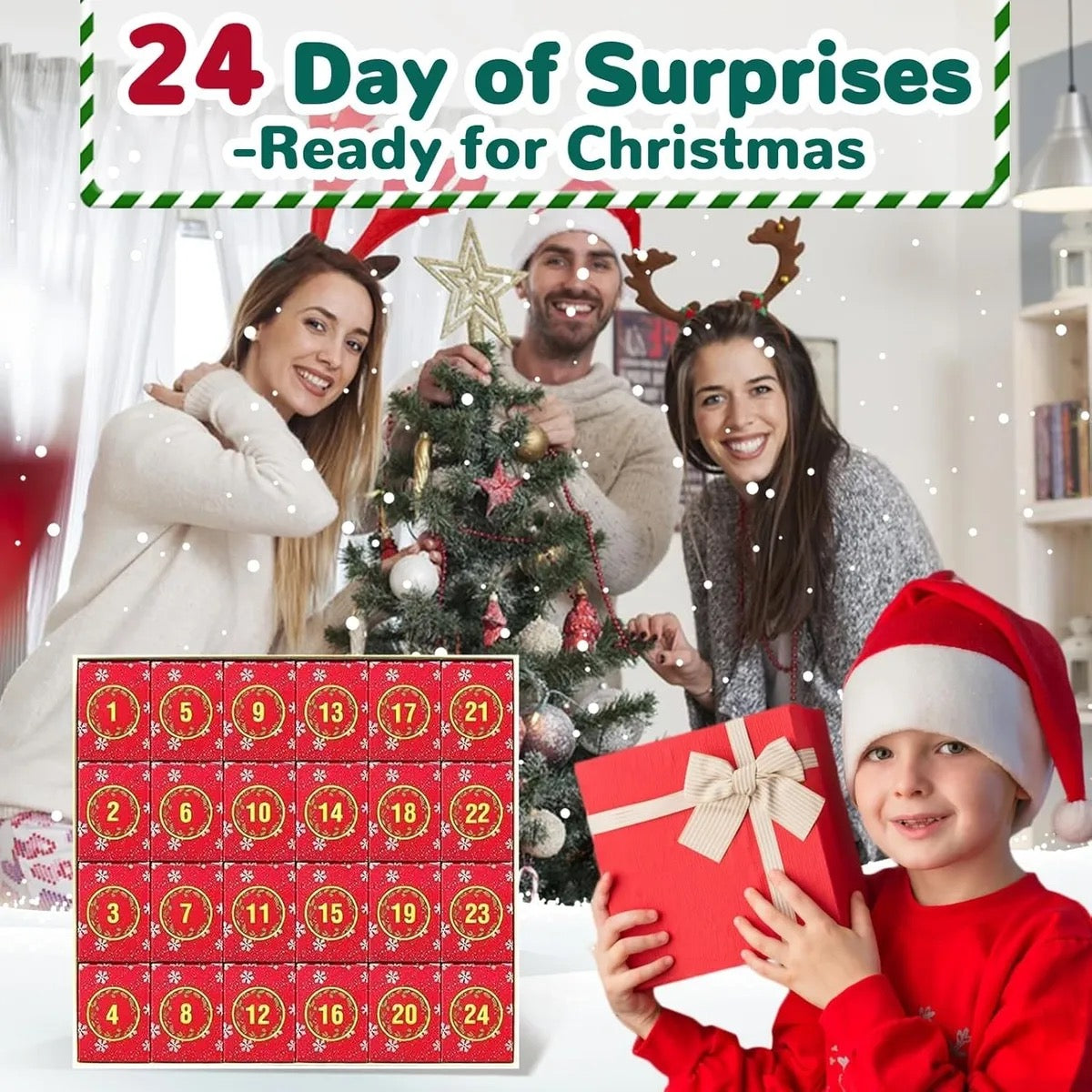 Advent Calendar Christmas Jigsaw Puzzle - Christmas Facade,24 Parts 1008 Pcs