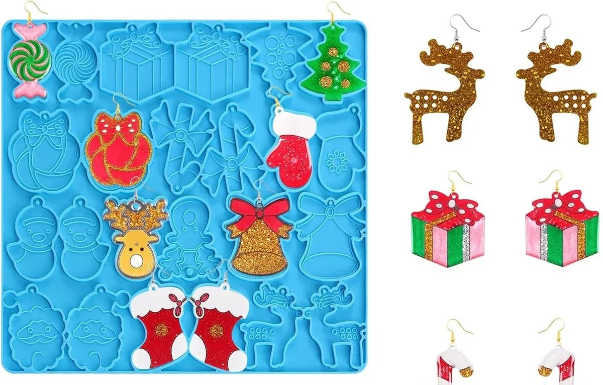 Lanfly 24-Cavity Earring Mould for Resin Silicone Epoxy Christmas Casting Mould