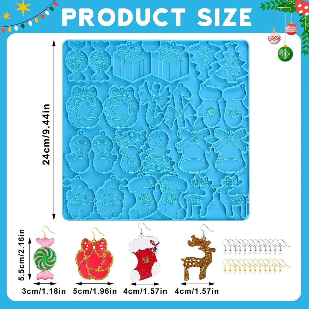 Lanfly 24-Cavity Earring Mould for Resin Silicone Epoxy Christmas Casting Mould