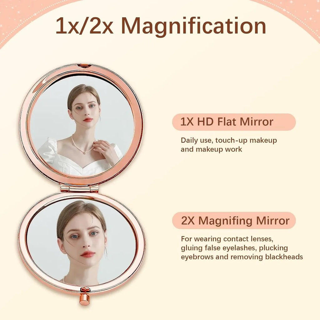 NOOMII Compact Makeup Mirror | 1X/2X Magnifying Metal Pocket Makeup Mirrors (21)