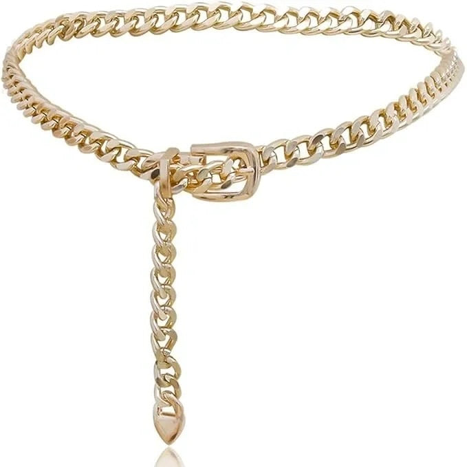 Gold Metallic Adjustable Body Chain Simple Jeans Night Clubs Party Accessories