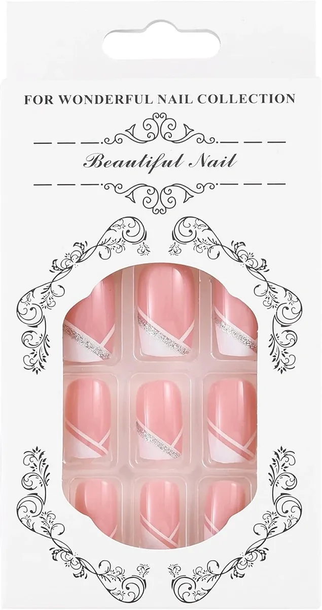 Sethexy Short Square Fake Nails French Ballerina