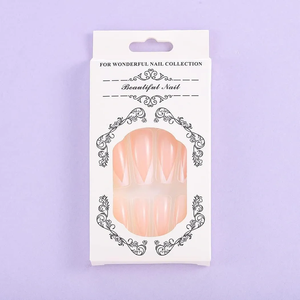 Sethexy French Ballerina False Nail Pink Glossy Nails