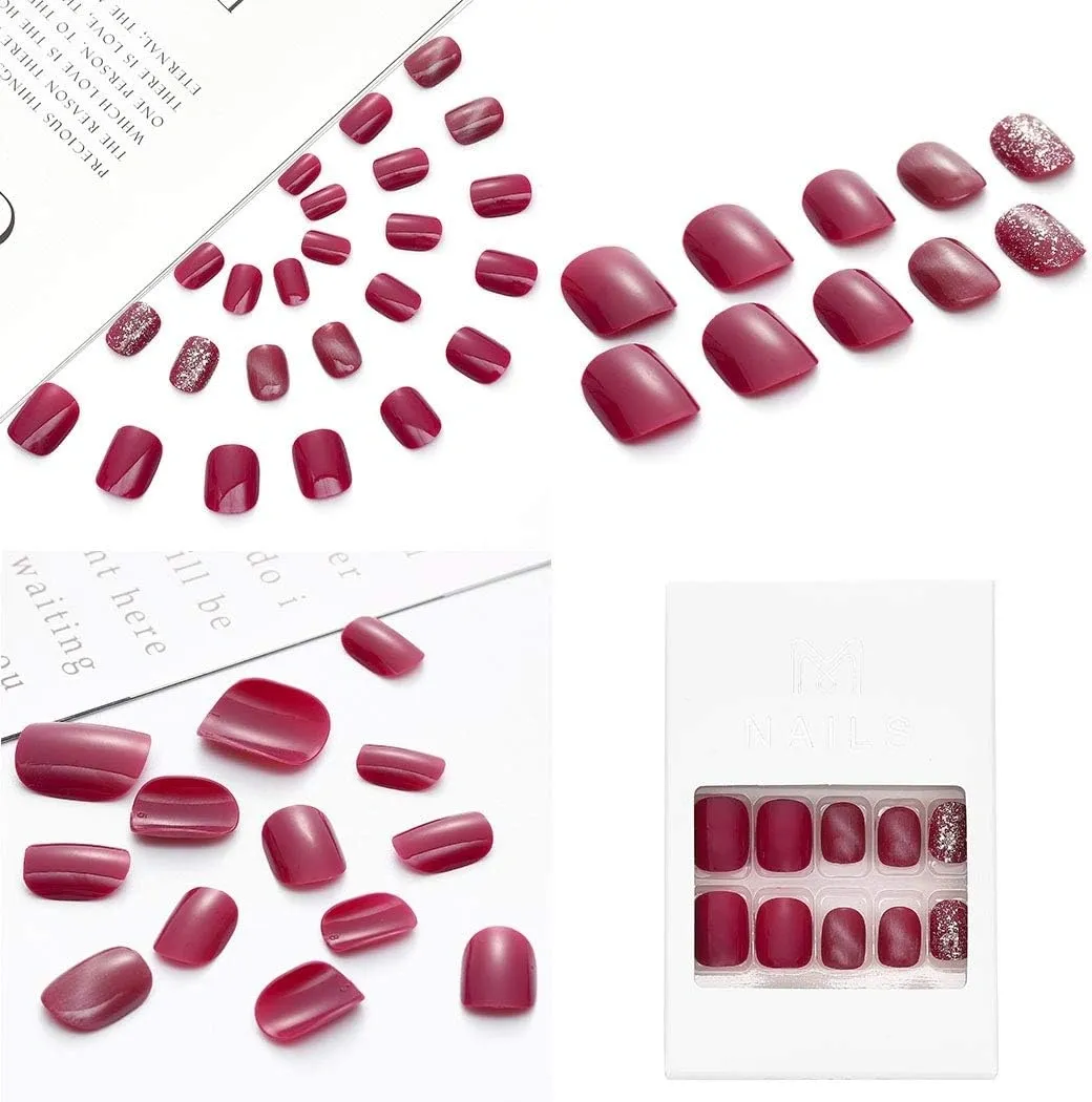 Sethexy Glossy Oval Cat Eye False Nails Short