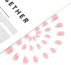 Sethexy Short Square Fake Nails French Ballerina