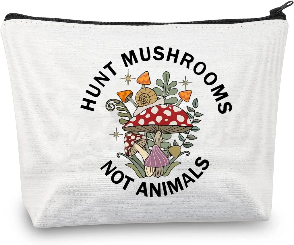PLITI Mushroom Makeup Bag Mushroom Lover Gift Hunt Mushrooms Not Animals