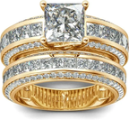 Jeulia 2.85 Carat Sterling Silver Princess Cut Bridal Set Engagement Ring