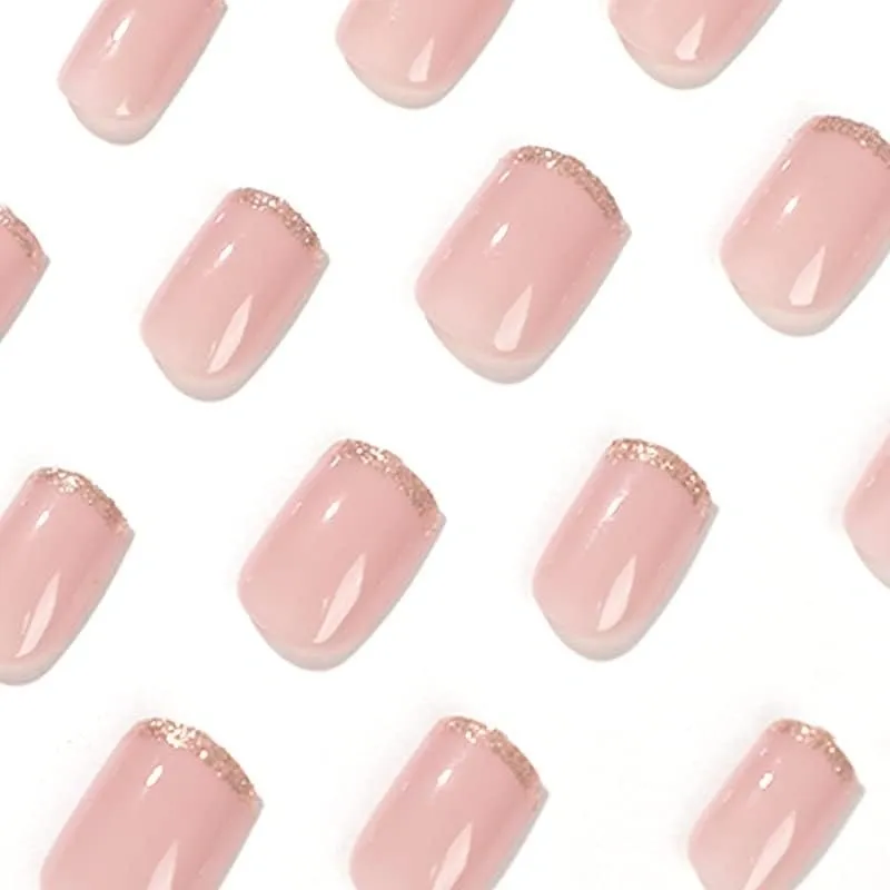 Sethexy Minimal French Short Square False Nails Collection Nude Pink