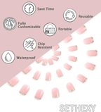 Sethexy Minimal French Short Square False Nails Collection Nude Pink