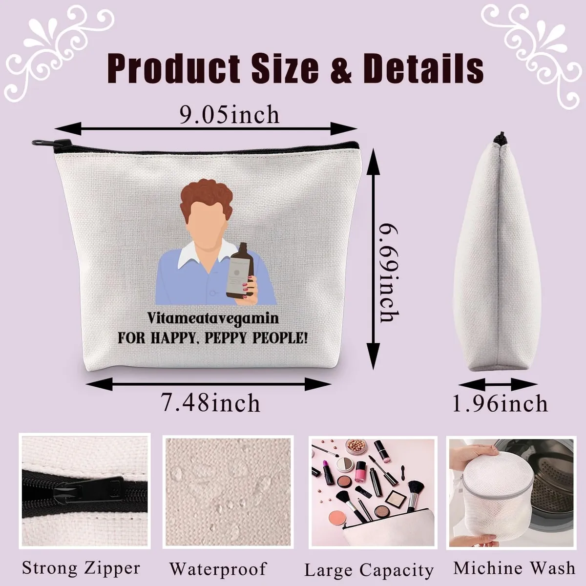 PLITI Lucy Makeup Bag Vitameatavegamin For Happy Peppy People Gift